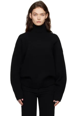 Totême Black Double-Knit Turtleneck