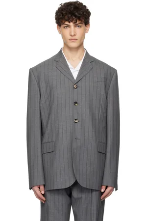 Moschino Gray Wool Pinstripe Blazer