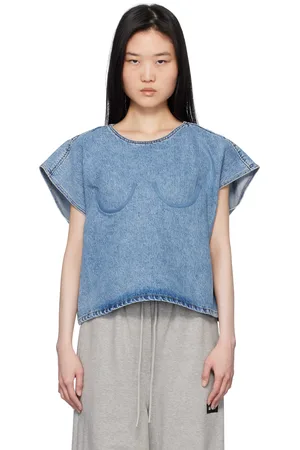 pushBUTTON Bra Point Sleeveless Denim Top