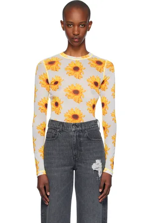 J.W.Anderson White & Yellow Sheer Long Sleeve T-shirt