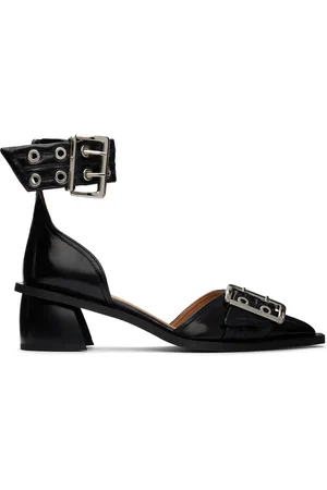 Ganni Black Chunky Buckle Open Cut Heels