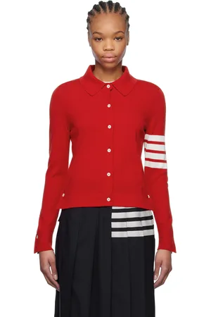 Thom Browne Red Cotton 4-Bar Cardigan