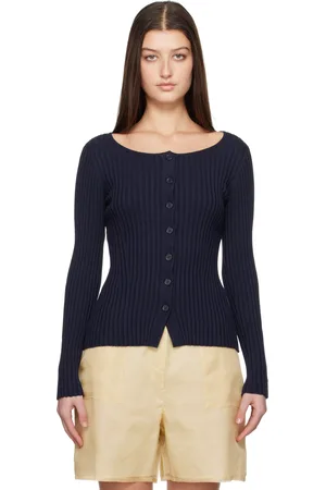 Silk Laundry Navy Ribbed Kia Cardigan
