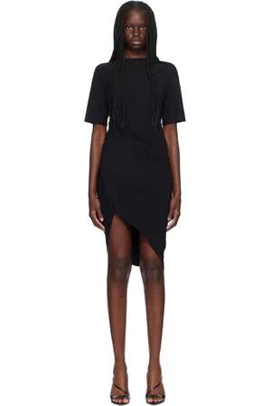 MUGLER Black Draped Pierced Minidress