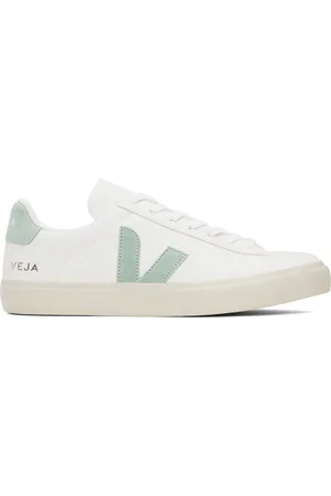 Veja White & Green Campo Leather Sneakers