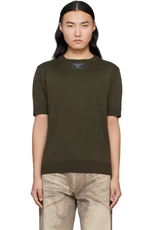 Balmain Green Knit Two Collar T-shirt