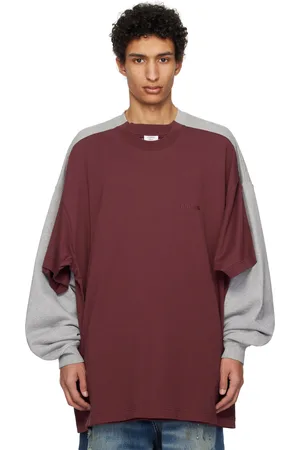 Vetements Gray & Red Runway Merged T-shirts Sweatshirt