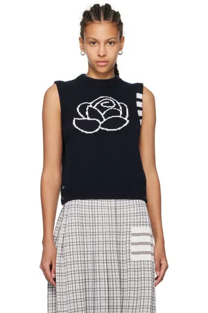 Thom Browne Navy 4-Bar Rose Icon Vest