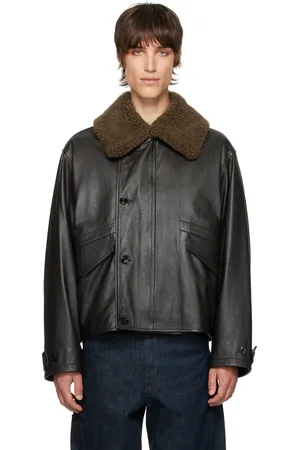 LEMAIRE Brown Quilted Leather Jacket