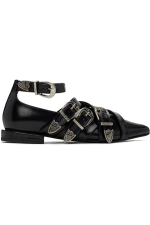 TOGA PULLA SSENSE Exclusive Black Cross Strap Ballerina Flats