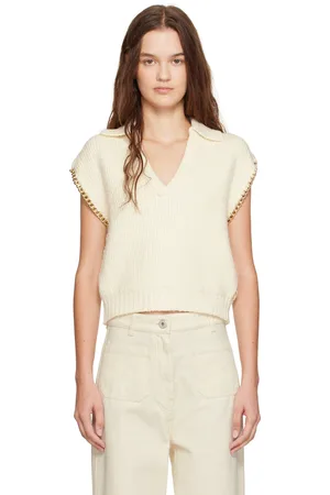 3.1 Phillip Lim Off-White Boucle Cropped Chain Trim Vest