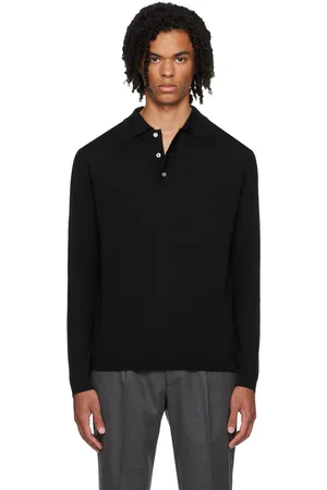 LARDINI Black Wool Polo