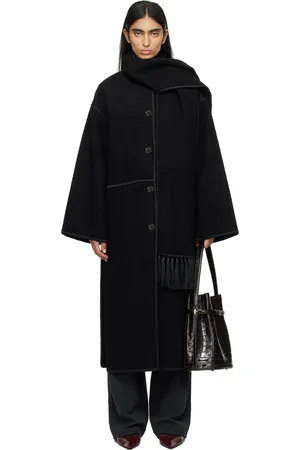Totême Black Embroidered Scarf Coat