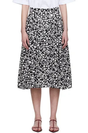Marni Black Poplin Pop Fields Midi Skirt
