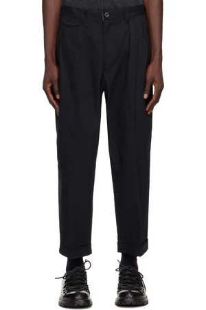 Beams Black 2 Pleats Twill Trousers