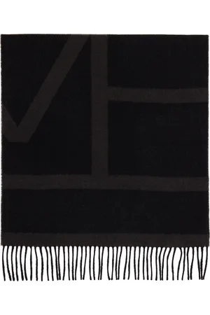 Totême Black Monogram Jacquard Wool Scarf