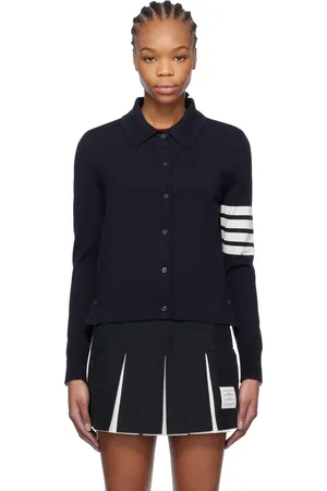 Thom Browne Navy Cotton 4-Bar Cardigan