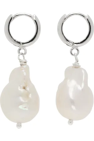 Gohar World Silver & White Host Baroque Pearl Earrings