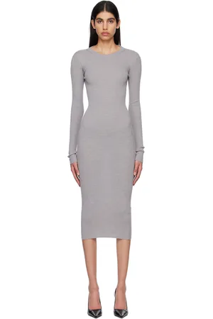 WARDROBE.NYC Gray Long Sleeve Midi Dress