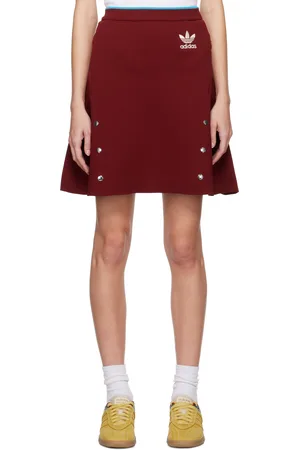 WALES BONNER Burgundy adidas Originals Edition Piqué Midi Skirt