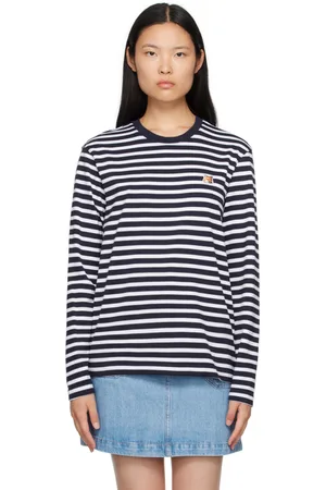 Maison Kitsuné Navy & White Fox Head Long Sleeve T-Shirt