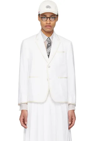 Thom Browne White Single-Breasted Blazer