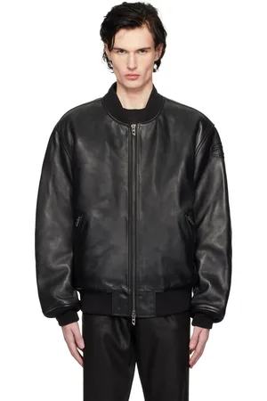 Diesel Black L-Khan Leather Bomber Jacket