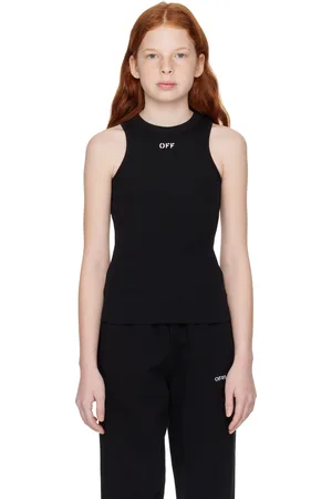 OFF-WHITE Kids Black Stamp Ribbed Tank Top