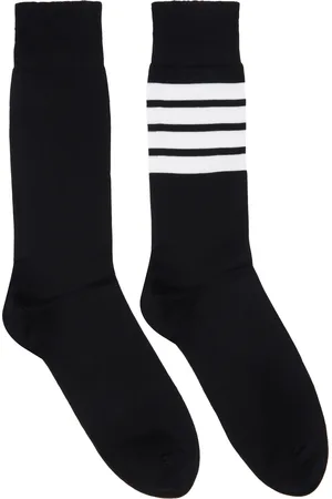 Thom Browne Black Lightweight Cotton 4-Bar Socks