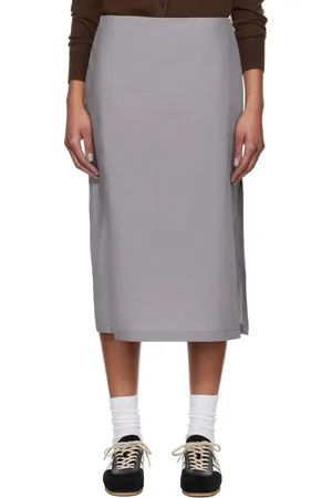 RIER Gray Popeline Midi Skirt