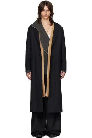 DRIES VAN NOTEN Black Wool Layered Coat