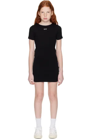 OFF-WHITE Kids Black Off Stamp Ribbed Dress