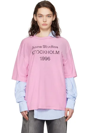 Acne Studios Pink Relaxed Fit Logo T-shirt
