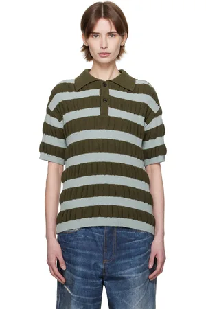 Andersson Bell Blue & Khaki Bubble Stripe Polo