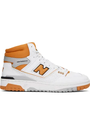 New Balance White & Orange 650 Sneakers