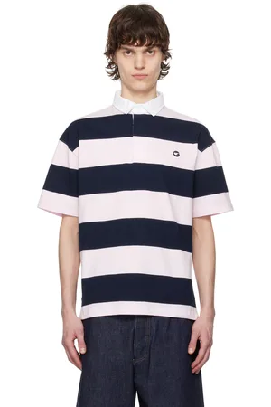 COPERNI Pink & Navy Striped Polo