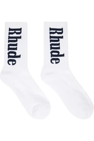Rhude White RH Vertical Logo Socks