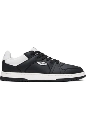 HUGO BOSS Black & White Faux-Leather Logo Sneakers