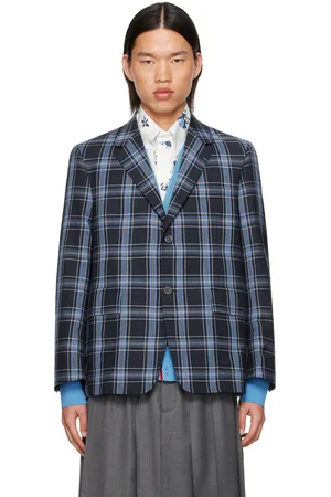 Thom Browne Navy Unstructured Straight Fit Blazer