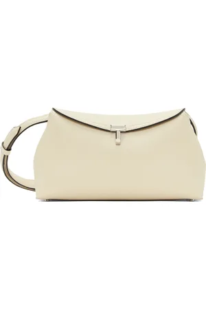 Totême Off-White T-Lock Grained-Leather Clutch
