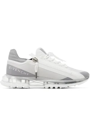 Givenchy Gray & White Spectre Zip Faux-Leather Sneakers