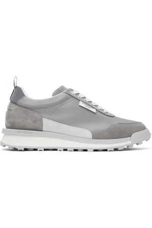 Thom Browne Gray Vitello Calf Alumni Sneakers