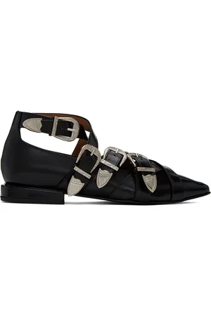 TOGA PULLA Black Criss-Cross Ballerina Flats