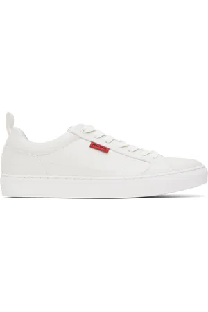 HUGO BOSS White Faux-Leather Logo Flag Sneakers