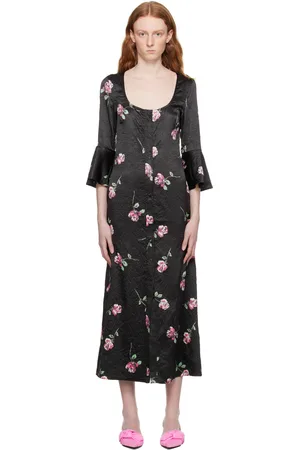 Ganni Black Floral Maxi Dress