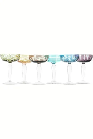 POLSPOTTEN Multicolor Cuttings Coupe Glass Set