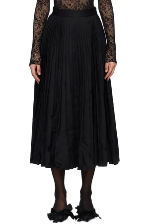 Balenciaga Black Creased Pleated Midi Skirt