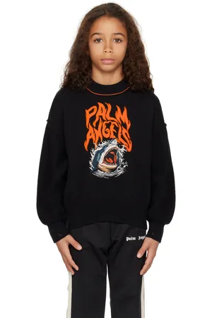 Palm Angels Kids Black Flames Shark Sweater