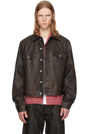 Sunflower Brown Distressed Faux-Leather Jacket