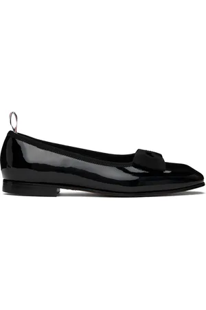 Thom Browne Black Soft Patent Opera Ballerina Flats